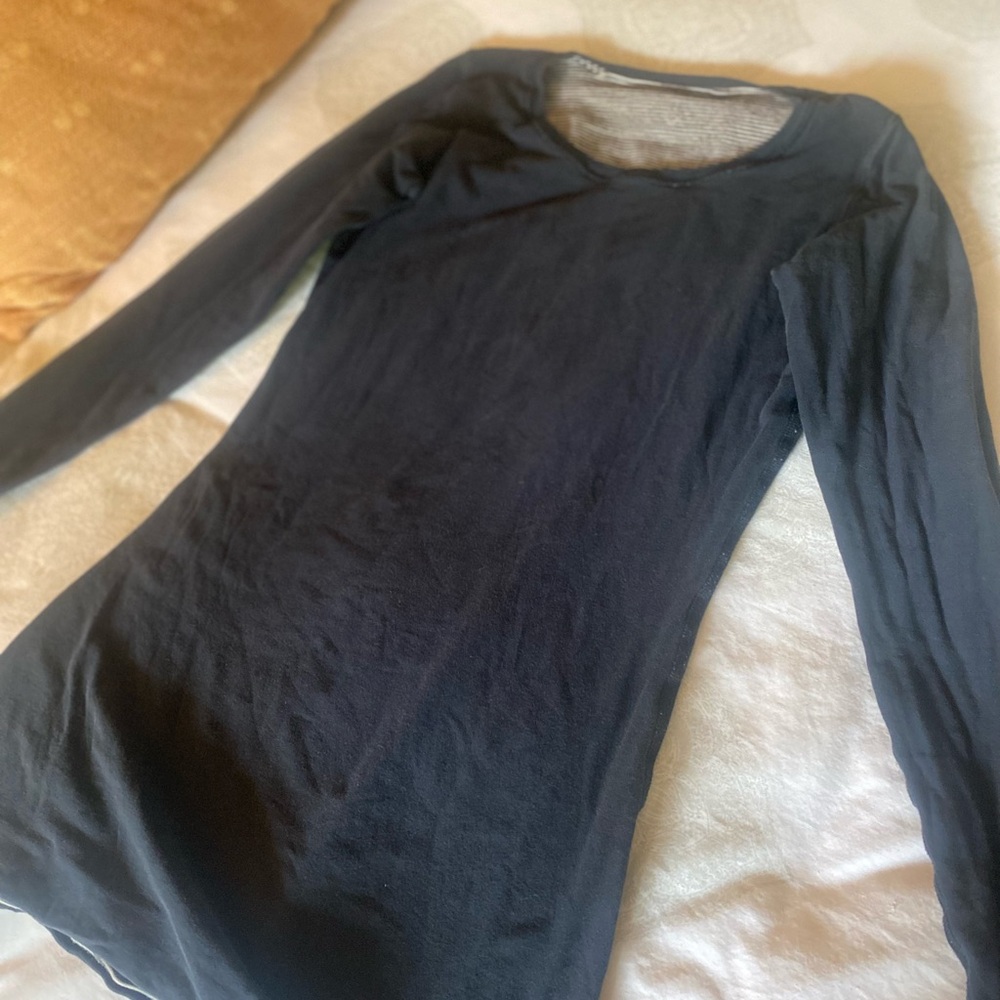 Lulu Gray Stripe/Black Reversible Long Sleeve Top